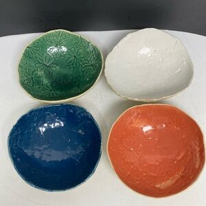 DK Signed Handmade Pottery Bowls Set of Four 6”D